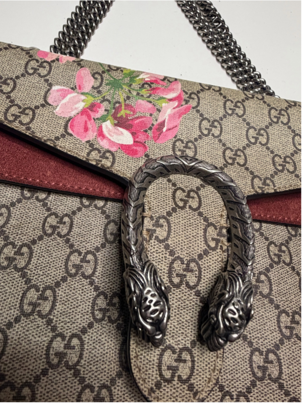 Women's Gucci Dionysus GG Supreme Floral Shoulder Bag One Size Beige/Pink - Picture 2 of 11